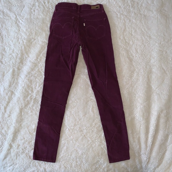 Levi’s Skinny Hi-Rise Skinny Burgundy Curduroy Jean Pants Size 4 - Picture 2 of 5